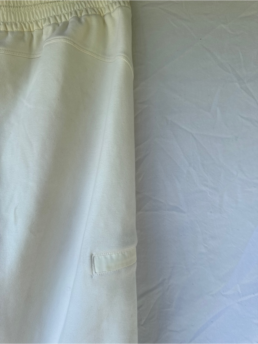 Cream Wide Leg Crop Fleece Bungee Toggle Cargo Sweatpants Lounge Athleta S - Picture 9 of 11